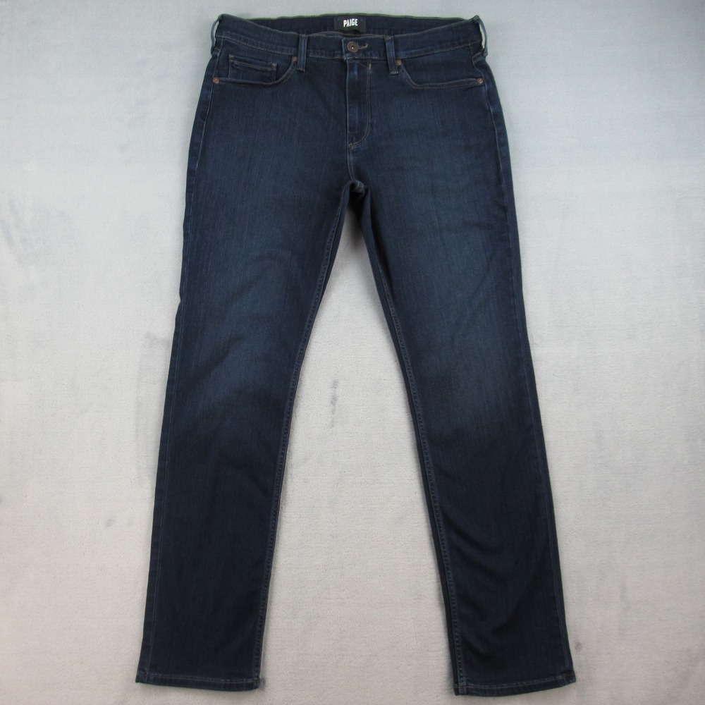 Paige Federal Slim Straight Jeans Mens 34 Dark Wash Cellar Blue M655521-2948